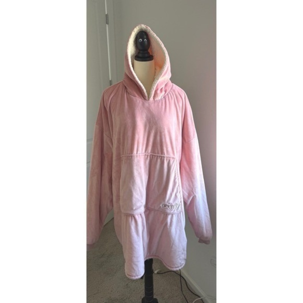 The Comfy Wearable Pink and Cream Sherpa Lined Blanket Hoodie OSFM